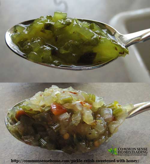 Comparison of commercial pickle relish and homemade pickle relish.