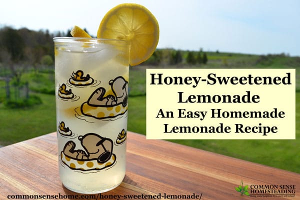 Easy Homemade Honey-Sweetened Lemonade recipe, plus tips on using lemon flavored herbs in lemonade and honey lemon ice cubes for tea or lemonade.