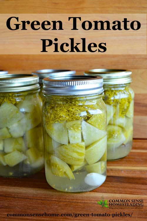 Green tomato pickles are a great way to use up unripe tomatoes, or simply mix up your tomato harvest with the crisp texture of green tomatoes.