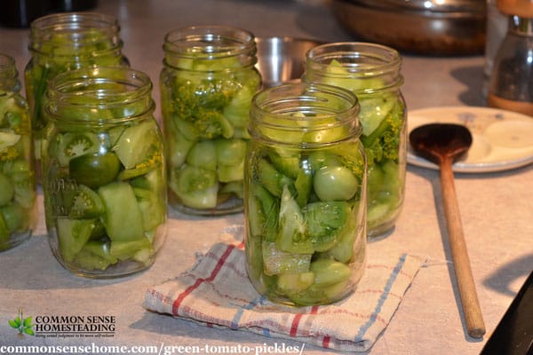 Green tomato pickles are a great way to use up unripe tomatoes, or simply mix up your tomato harvest with the crisp texture of green tomatoes.