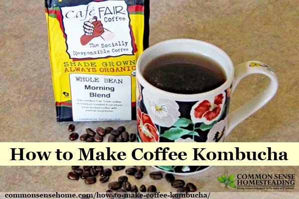 How to brew Coffee Kombucha with a kombucha SCOBY and sweetened coffee for a probiotic twist on your morning coffee habit.