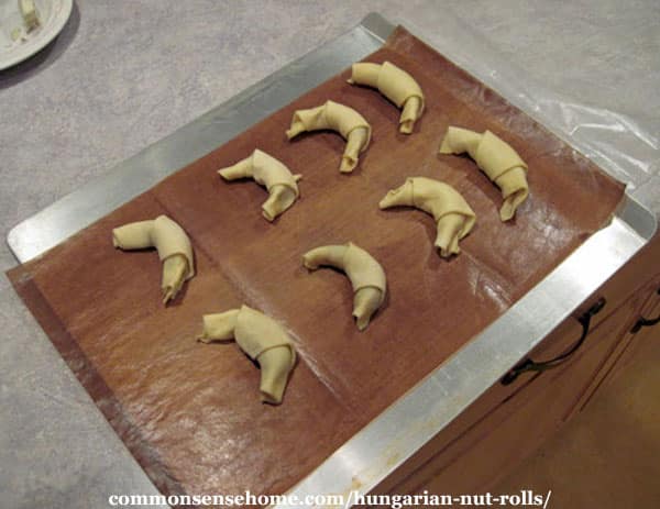 Hungarian nut rolls before baking
