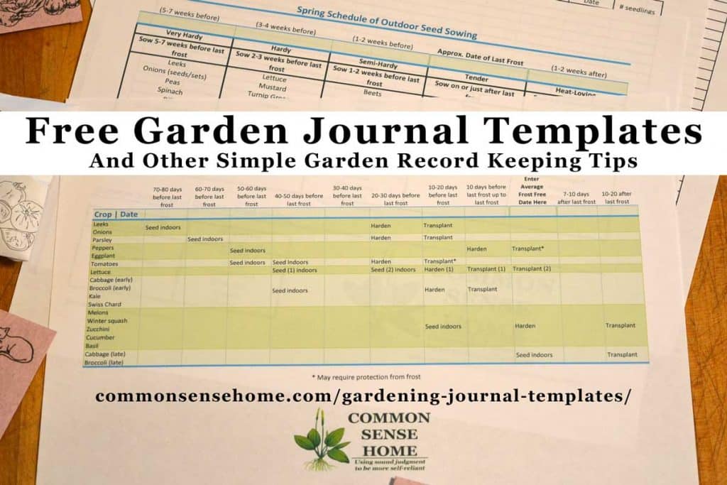 Free gardening journal templates, including seed sowing schedule, plant spacing and seed longevity charts, seed purchase log and planting and germination records - plus other record keeping tips.