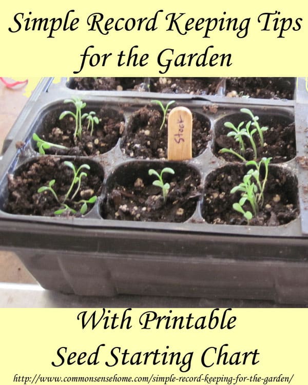 Simple Record Keeping for the Garden with Printable Seed Starting Chart