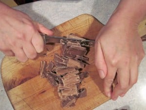chopping chocolate
