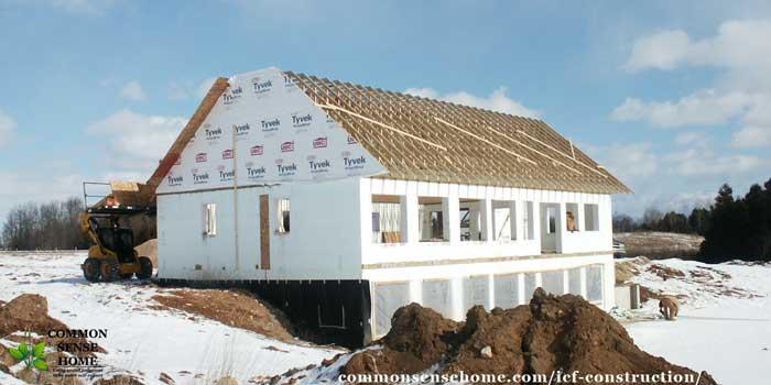 ICF Home under construction with roof on