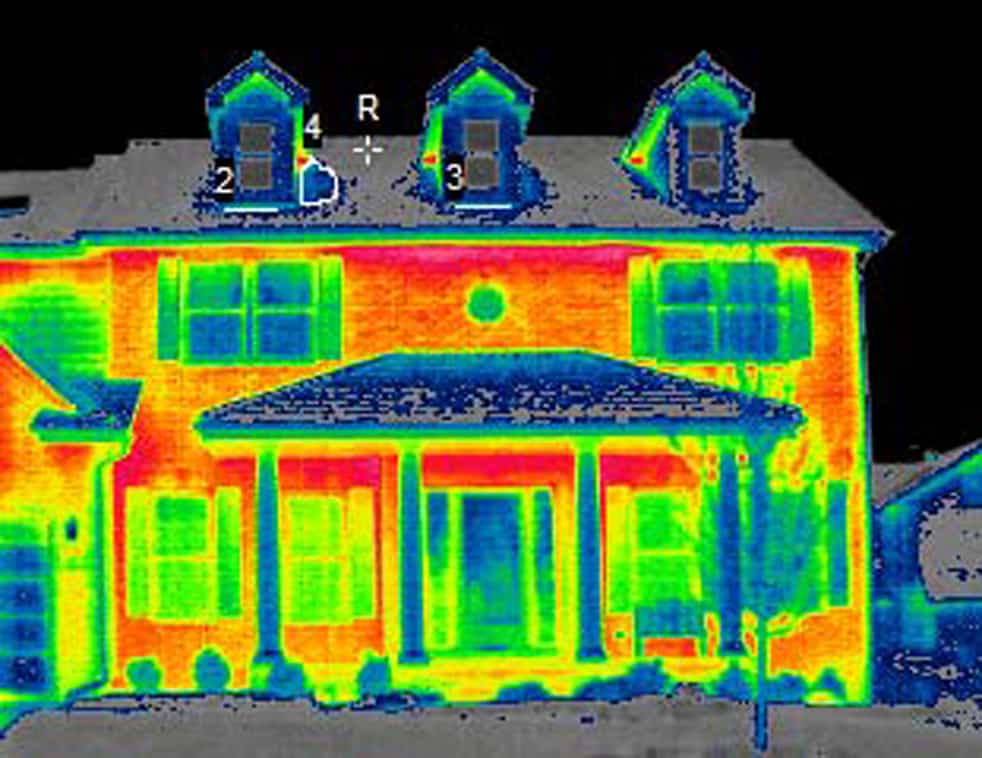 infrared photo of stick built (conventional) home @Common Sense Home