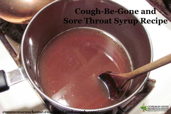 Herbal Cold and cough care - Cough-Be-Gone and Sore Throat Syrup and Cold and Flu Tea recipes with natural antihistamines and soothing herbs.