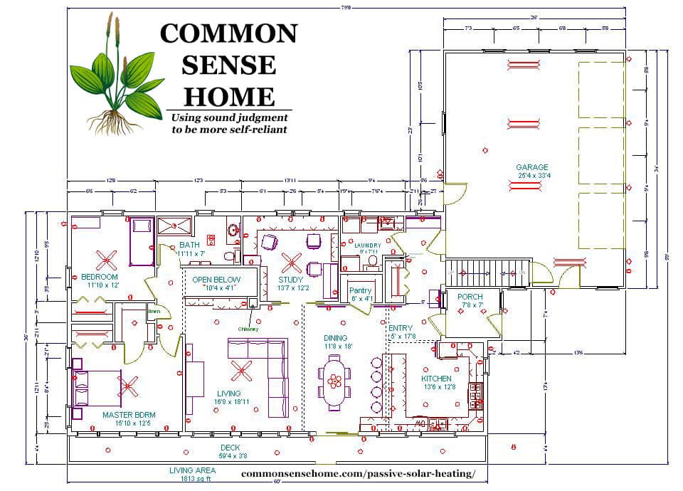 Passive Solar Home Main Floor Blueprint