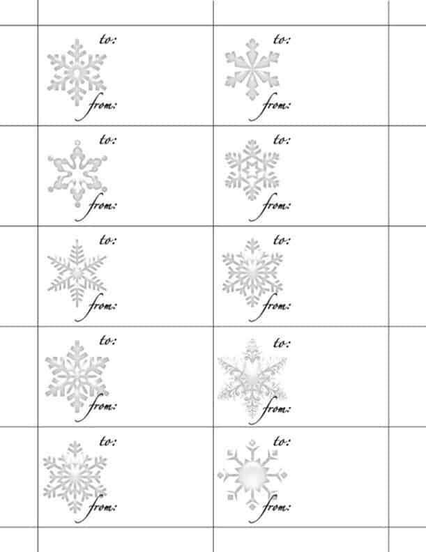 Snowflake Gift Tags Self Stick Gift Tag Labels Christmas TO/FROM