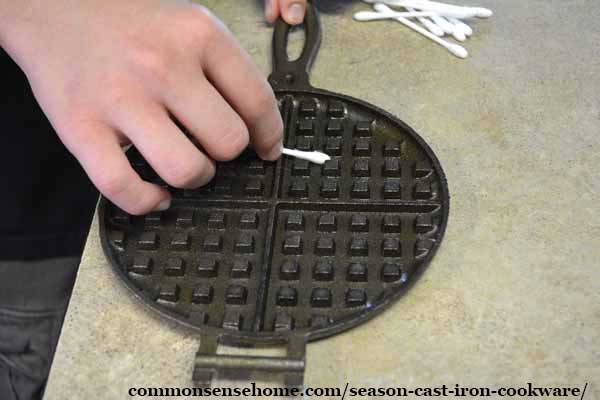 seasoning a cast iron waffle iron