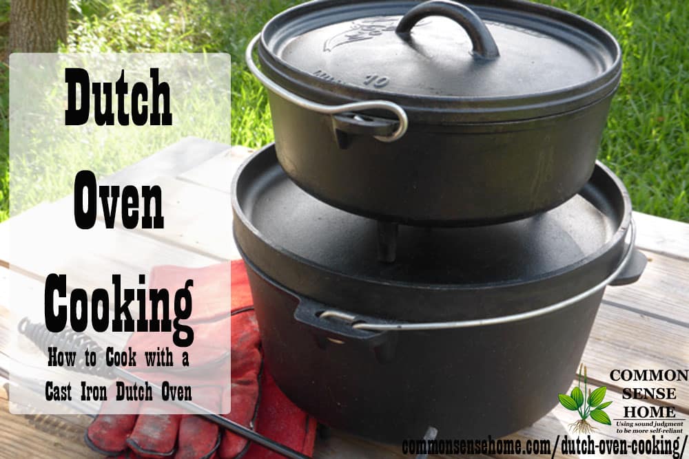 Two Dutch ovens stacked on a table