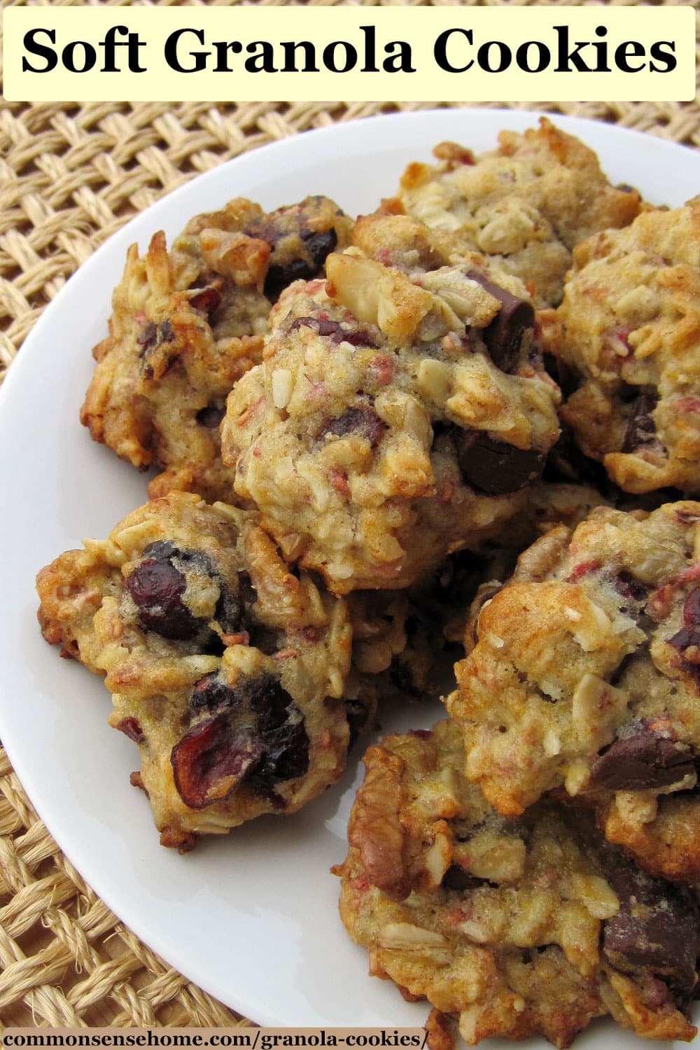 Chocolate Raspberry Granola Cookies Honey Sweetened, GF Option