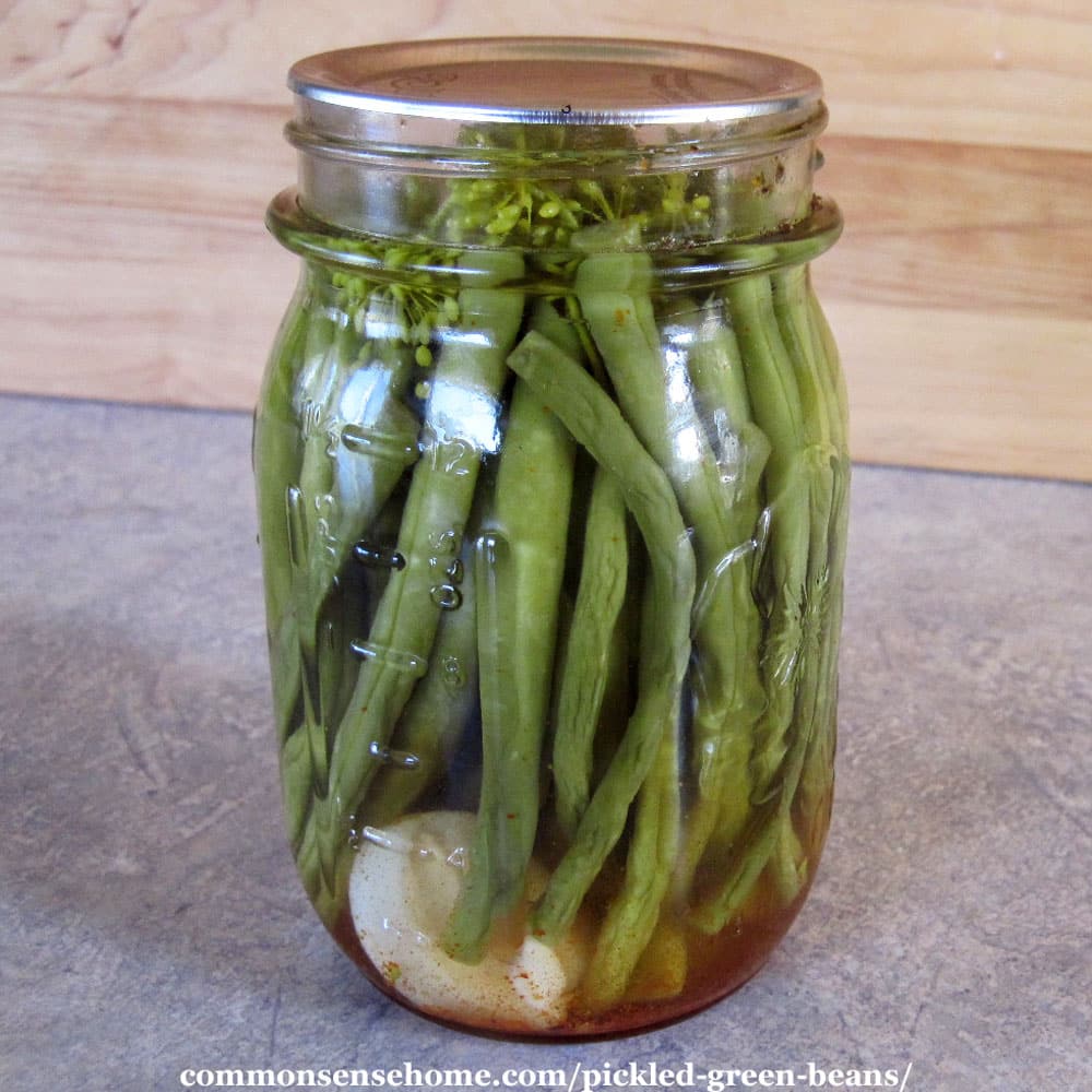 pint jar of pickled green beans