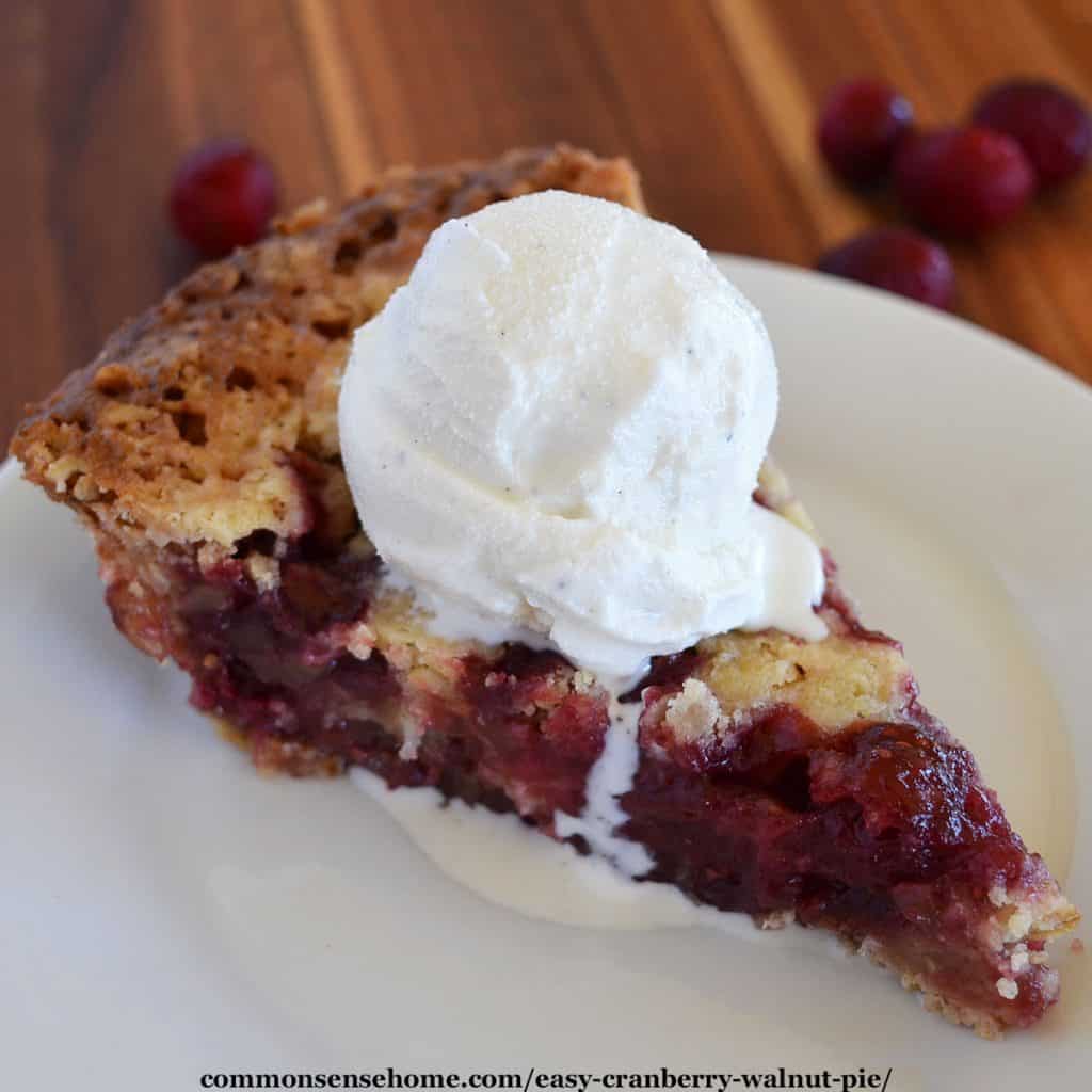 cranberry walnut pie with ice cream