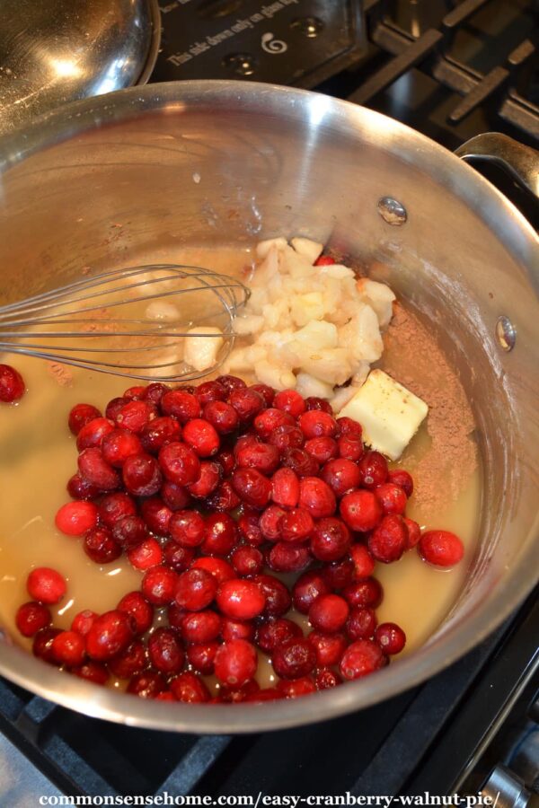 cranberries and other ingredients in pan