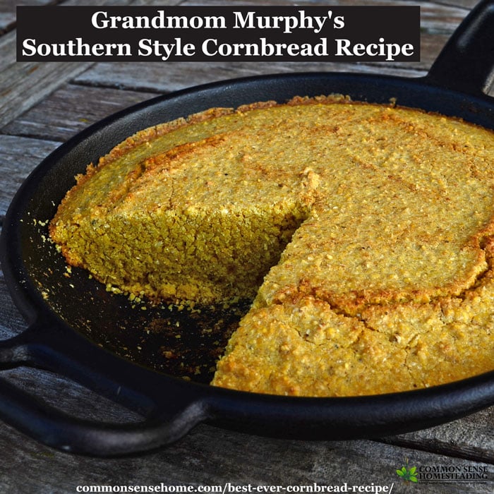 Authentic Southern Style Cornbread, savory, not sweet, made with only cornmeal - no added wheat flour. #glutenfree