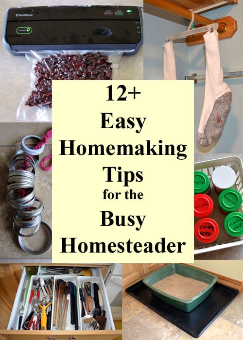 Collage of easy homemaking tips