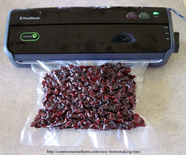 Vacuum sealing cranberries