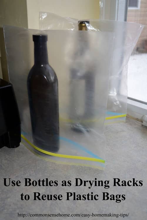 Bottles used as drying racks