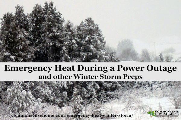 Winter Storm Preparedness - Emergency Heat During a Power Outage - Conserving heat, dressing for warmth, food and water needs, hygiene issues.