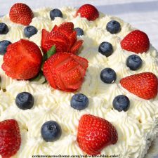 Red, White and Blue Cake with Fresh Berries and Cream Filling