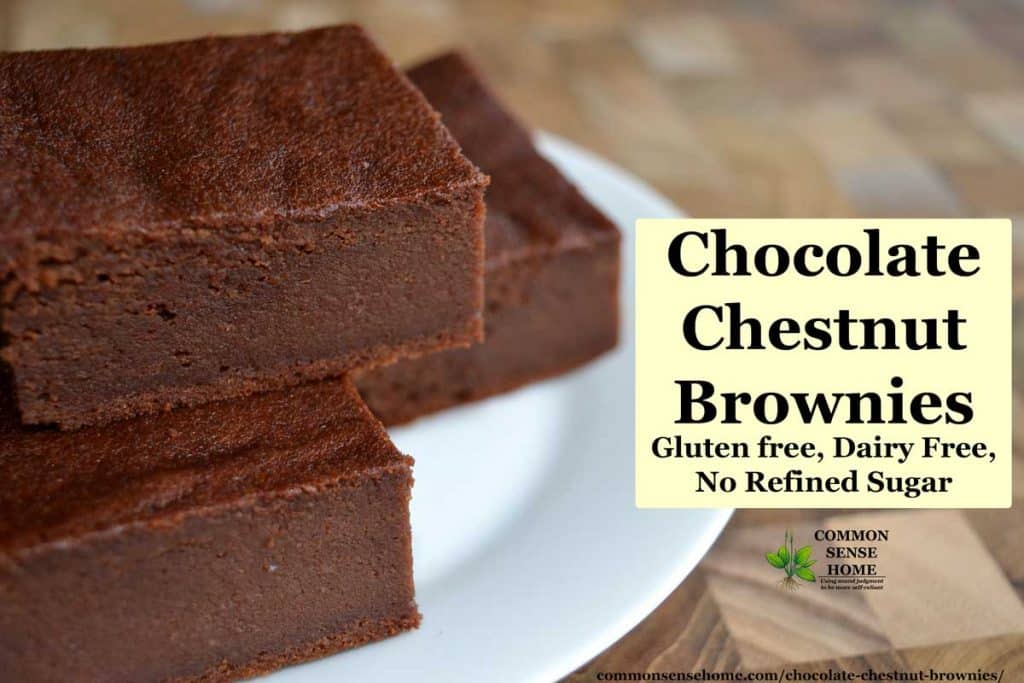 chocolate chestnut brownies on white plate