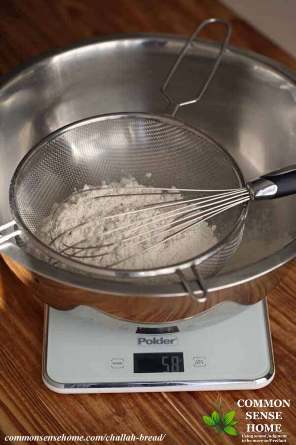 measuring flour with scale