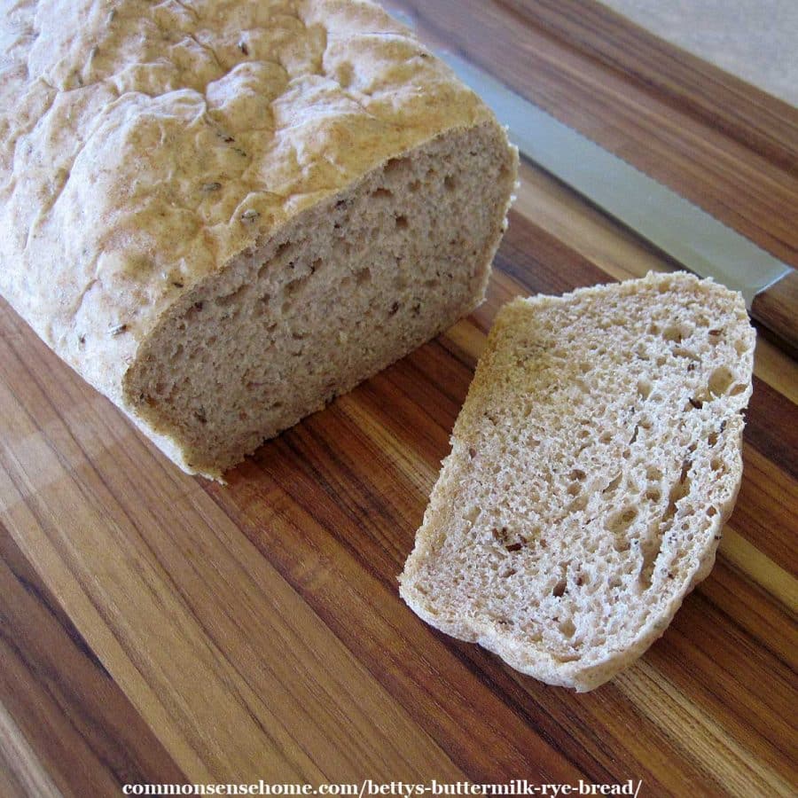 rye bread on cutting board