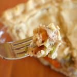 Close up of homemade chicken pot pie recipe.