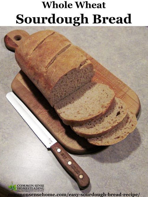 Easy whole wheat sourdough bread.