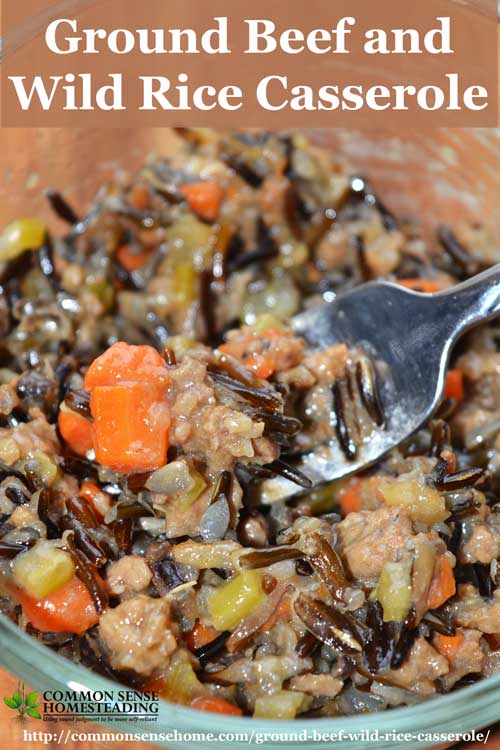 Ground beef and wild rice casserole is an easy, one pot meal that goes together quickly. Wild rice gives this dish a firmer texture and lower carb count.