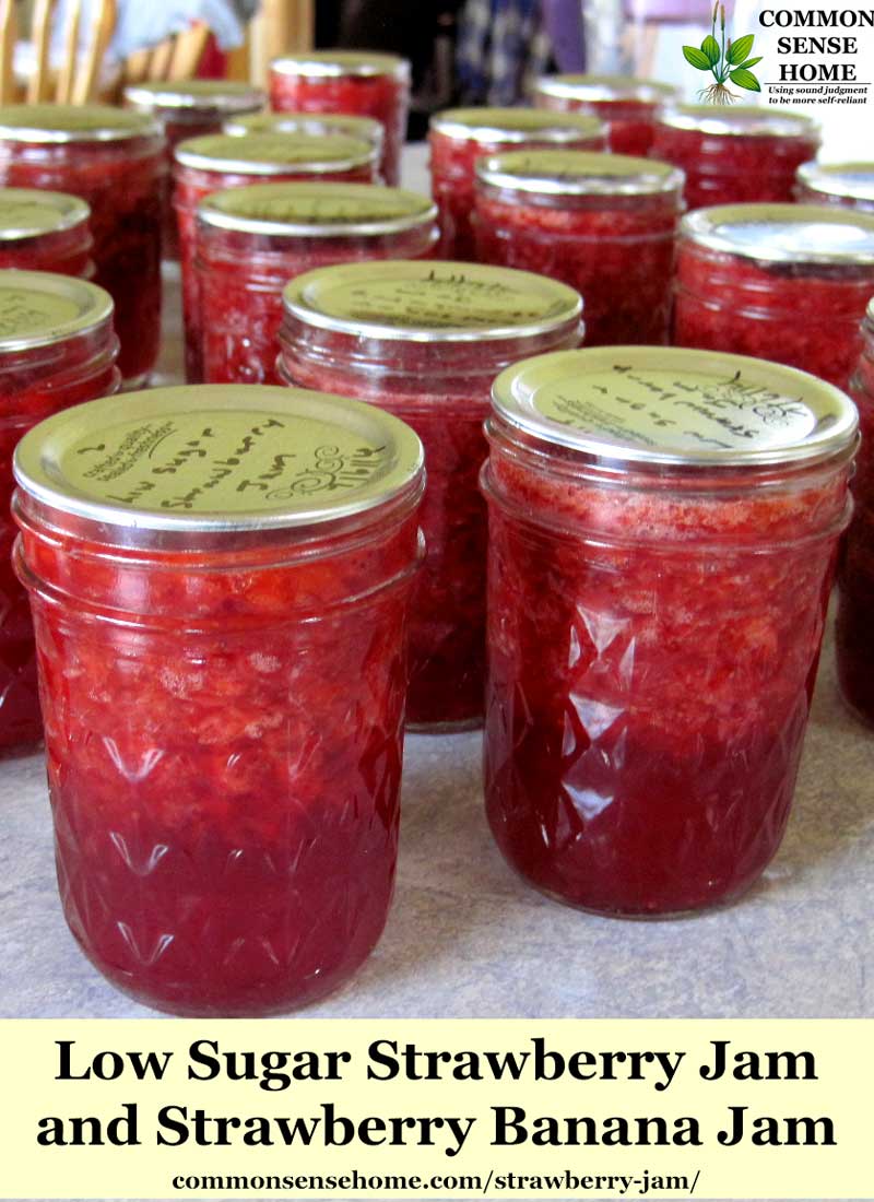 jars of low sugar strawberry jam