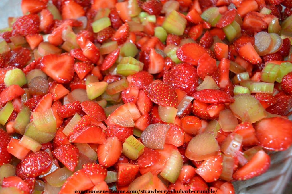 strawberries and rhubarb for crisp