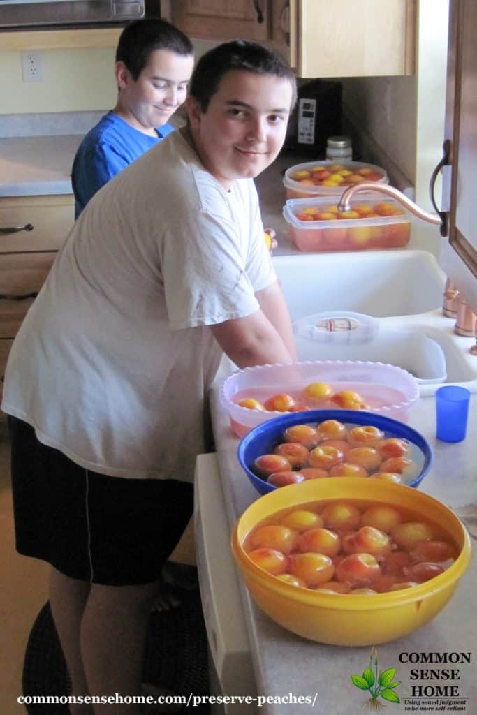 Duncan and August peeling peaches (2011)