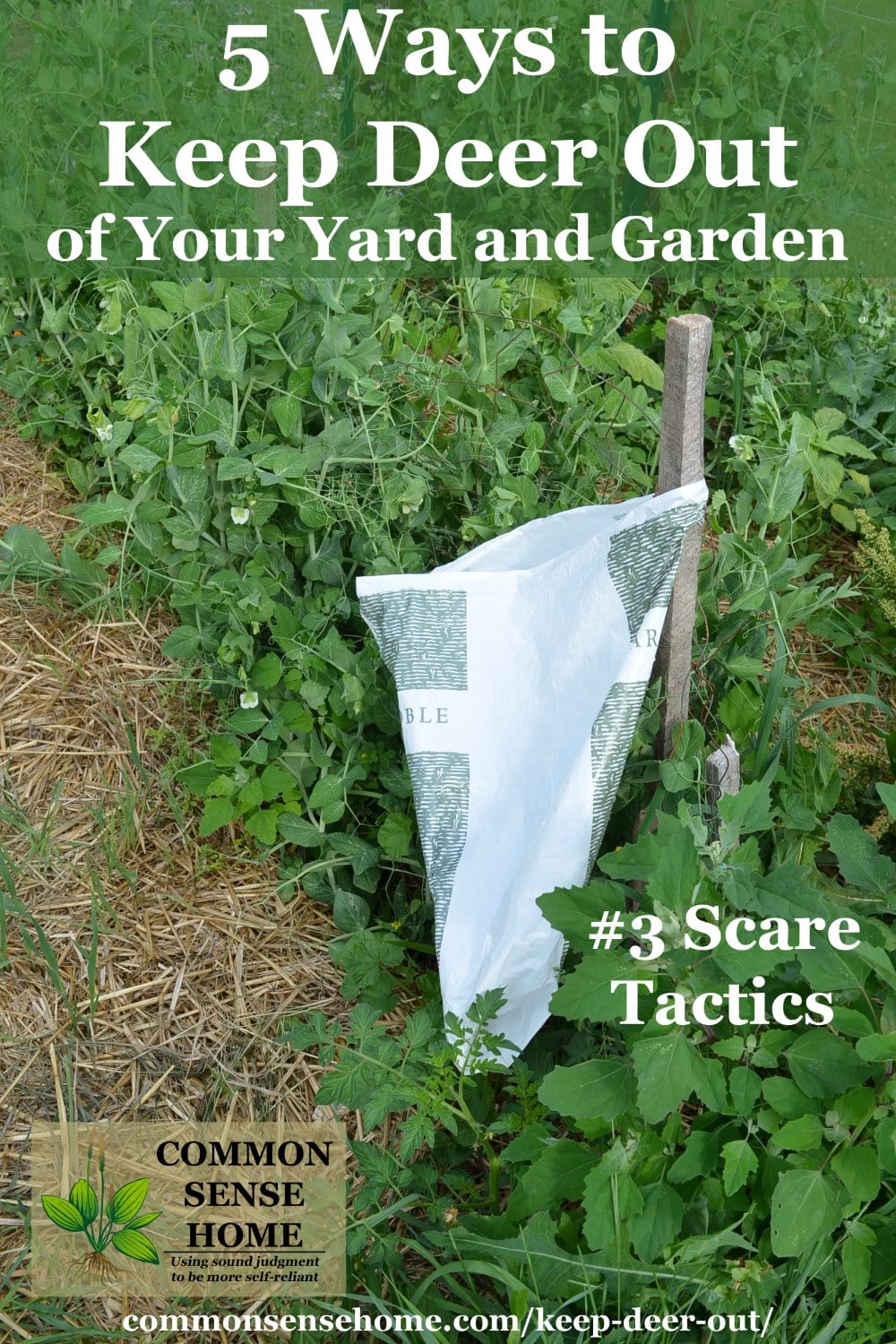 plastic bag makes noise in garden to scare deer away