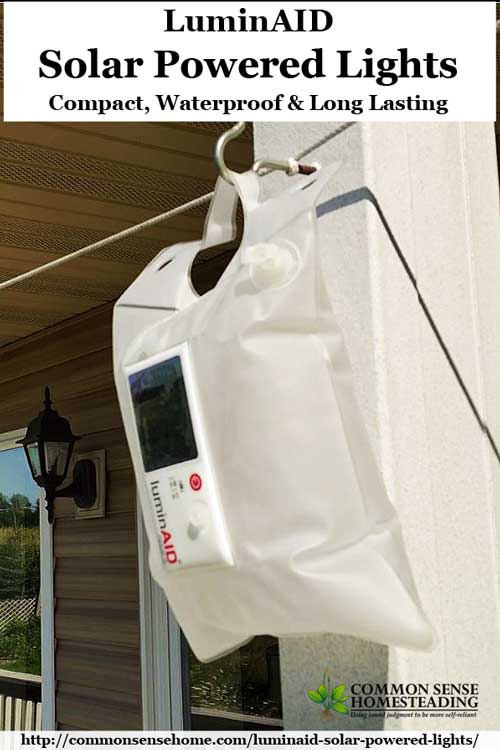 LuminAID solar powered lights are lightweight, durable, waterproof, inflatable lights. They hold a charge for 2 years, making them perfect for emergencies.