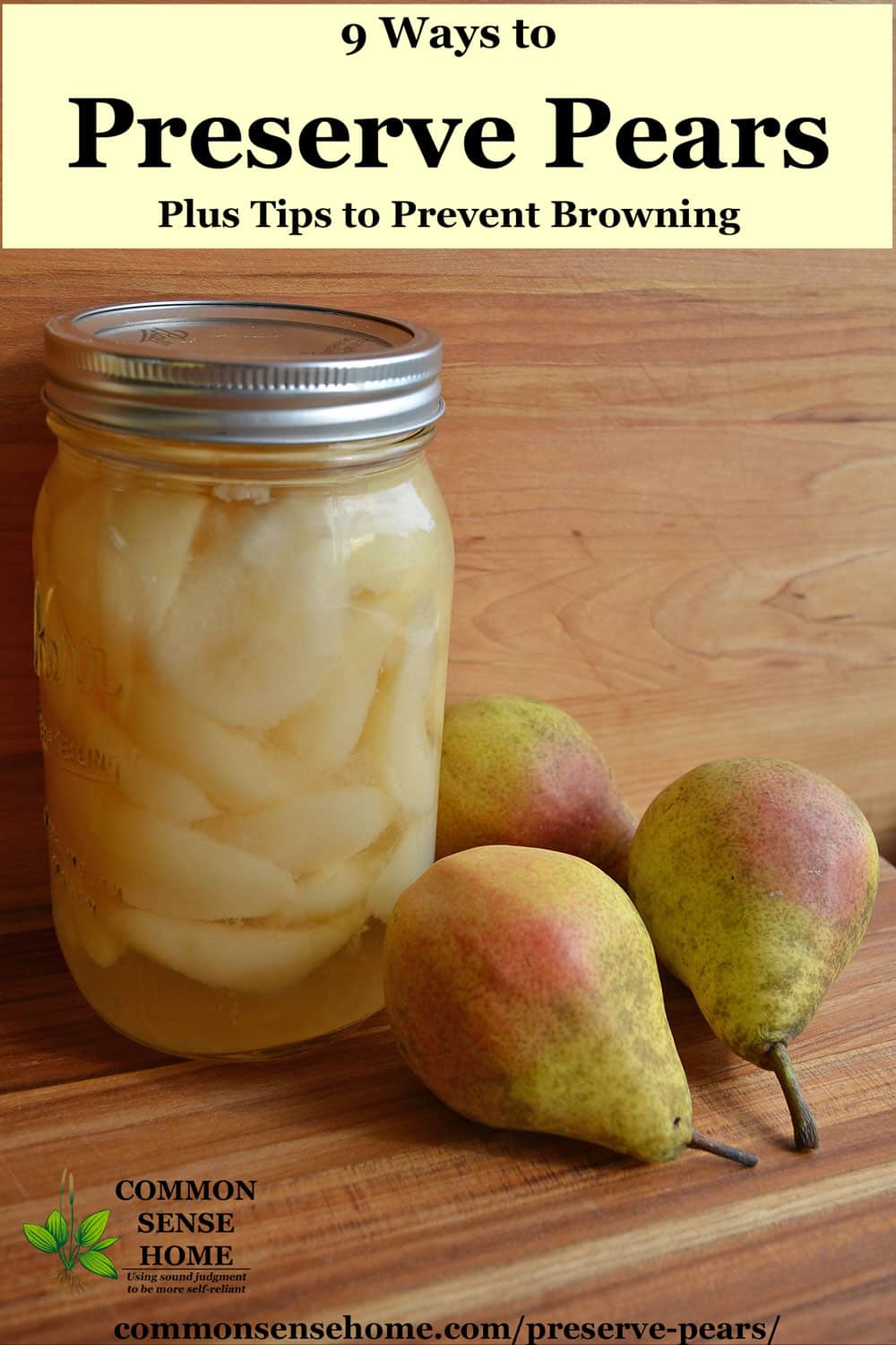 canned pears in jar with pears on the side