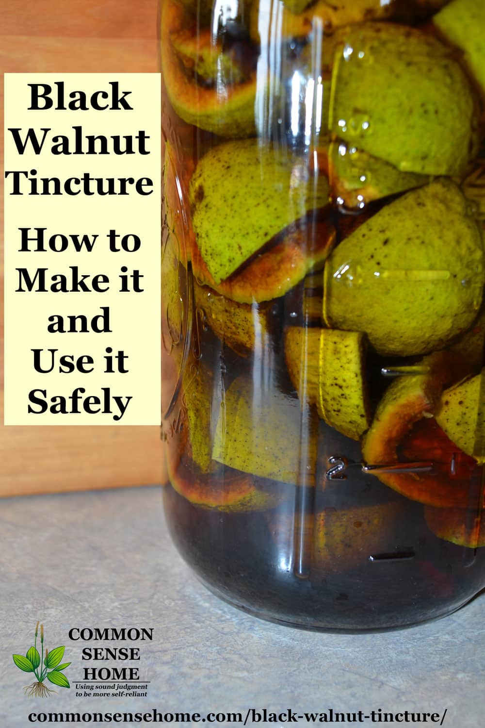 black walnut tincture in a mason jar