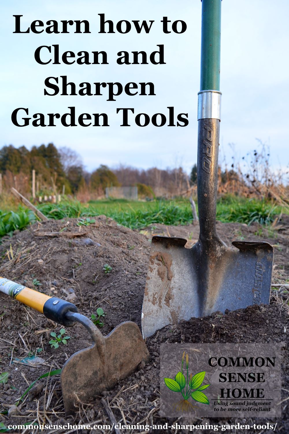 Sharpening a garden deals hoe