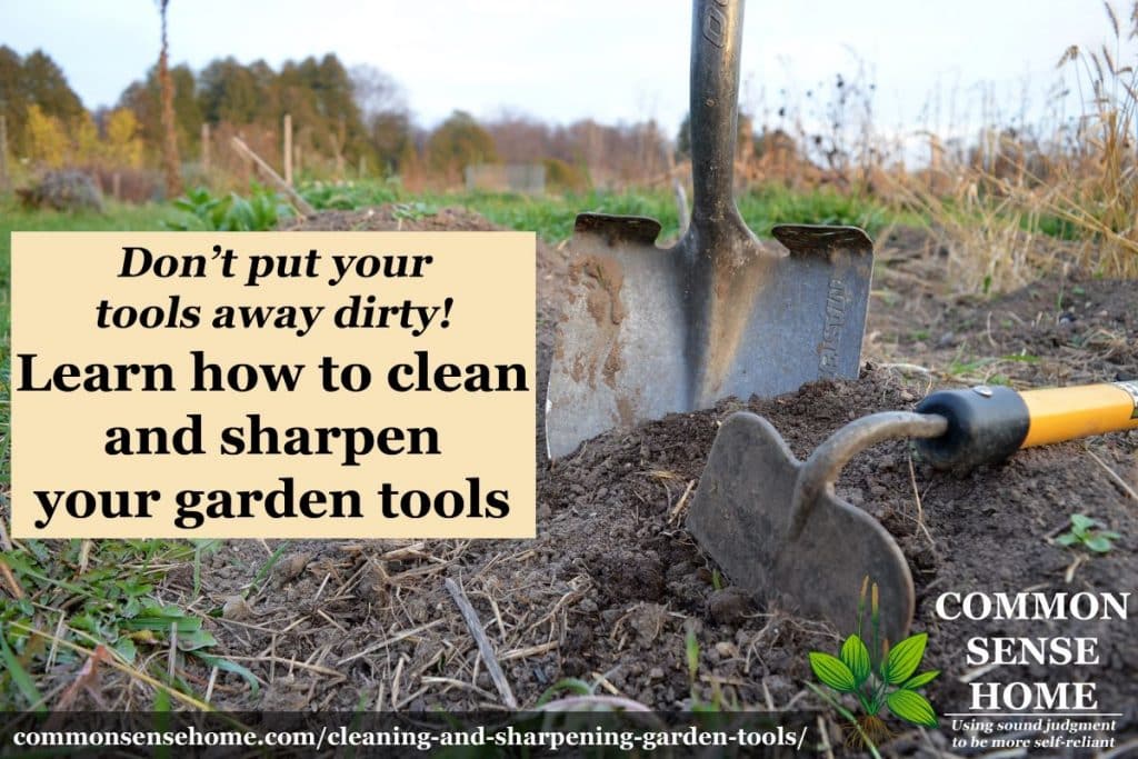 Dirty shovel and garden hoe