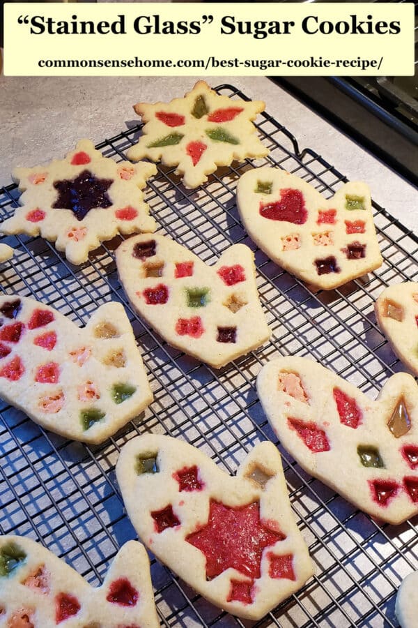 Christmas sugar cookies decorated to look like stained glass