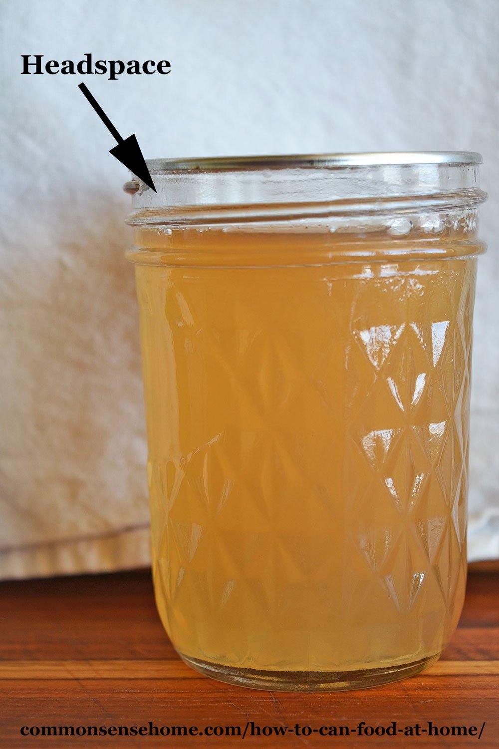 Headspace in the top of a jar of home canned food