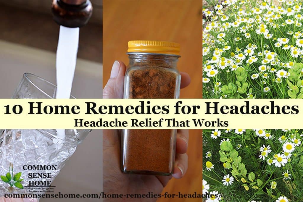 Collage of home remedies for headaches