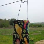 Prairie Pin Pouch Handmade Clothespin Bag hanging on the laundry line