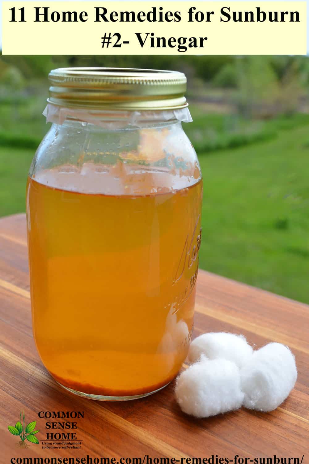 mason jar of vinegar for sunburn relief