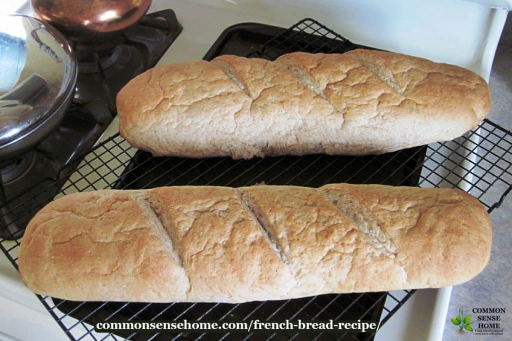 two loaves of homemade French bread