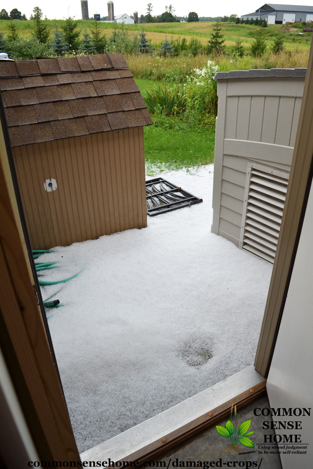 Hail coated patio