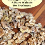 fresh walnuts on cutting board