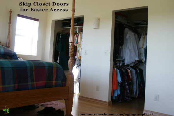 Aging in Place Bedroom open closets.